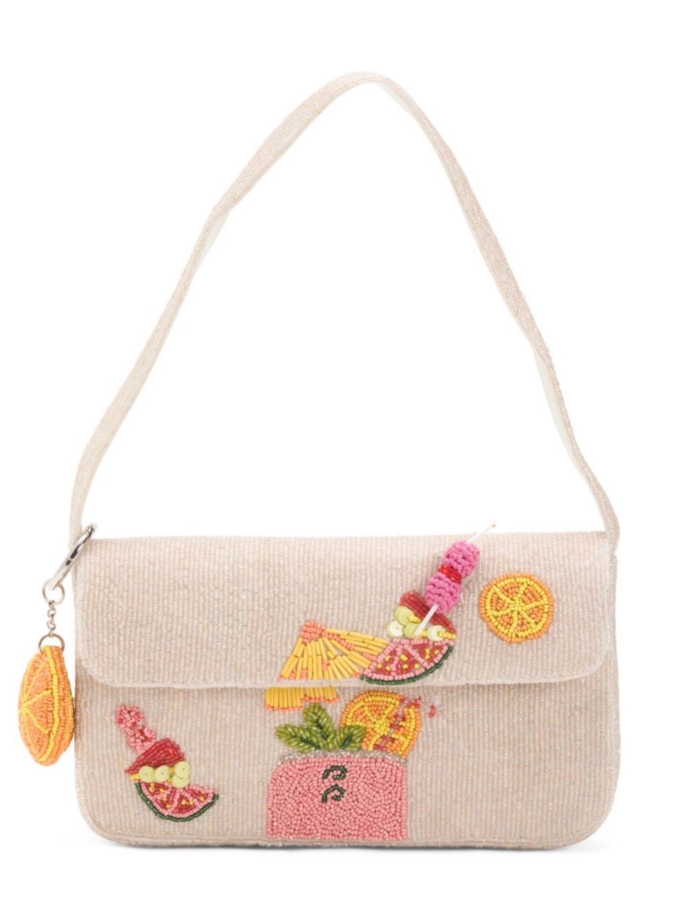 VIRAL Beaded Fruit Drink  Shoulder Bag in Cream